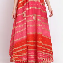 SOUNDARYA Striped Flared Gota Patti Work Pure Cotton Maxi Lehanga Skirt-picture-14