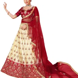 MANVAA Embroidered Thread Work Semi-Stitched Lehenga & Unstitched Blouse With Dupatta-picture-18