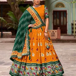 LOOKNBOOK ART Printed Foil Print Semi-Stitched Lehenga & Unstitched Blouse With Dupatta-image-49