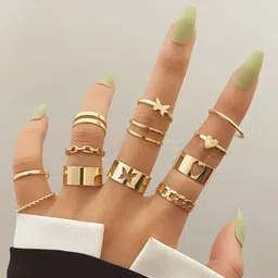 Jewels Galaxy Set Of 12 Gold-Plated  Stackable Finger Ring image 1