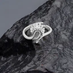 AMI Silver-Plated White Studded Adjustable Finger Ring-picture-40