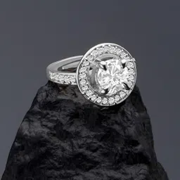 AMI Silver-Plated White CZ-Studded Adjustable Finger Ring-image-3