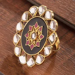 Zaveri Pearls Gold-Plated Ethnic Kundan Studded Finger Ring-image-54
