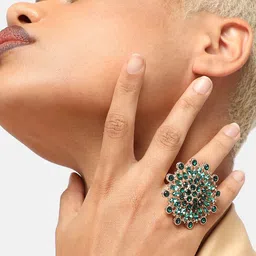 SOHI Women Silver-Plated Stone-Studded Finger Ring-image-6