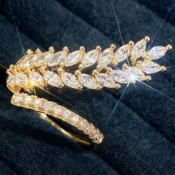 Designs & You Gold-Plated Cubic Zirconia Studded Finger Ring image 1