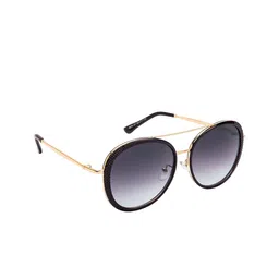 AISLIN Women Grey Lens & Gold-Toned Round Sunglasses with UV Protected Lens-image-90