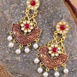 Crunchy Fashion Maroon Contemporary Chandbalis Earrings-picture-22