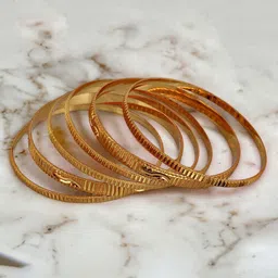 LUCKY JEWELLERY Set Of 6 Gold Plated Bangles-picture-10