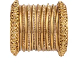 Efulgenz Set Of 25 Gold-Plated Crystal-Studded Bangles image 1