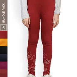 IndiWeaves Girls Pack Of 6 Printed Super Warm Ankle-Length Leggings-picture-23