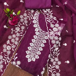 KALINI Embroidered Organza Unstitched Dress Material-picture-29