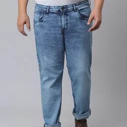 Instafab Plus Men Plus Size Blue Jean Relaxed Fit Heavy Fade Cotton Jeans-picture-35