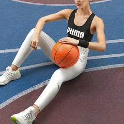Puma Women Black & White Sustainable Brand Logo Printed Lightly Padded Training Sustainable Bra 52030401-picture-25