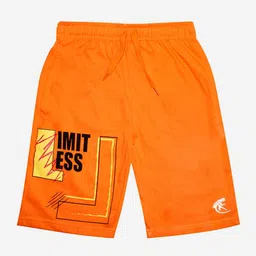 KiddoPanti Boys Orange Limitless Printed Pure Cotton Sports Shorts-picture-17