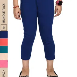 IndiWeaves Girls Pack of 5 Mid-Rise Cotton Capris-picture-13