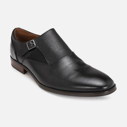 Louis Philippe Men Black Solid Leather Formal Monks-picture-14