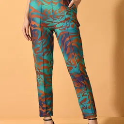 DressBerry Women Multicoloured Printed Comfort Slim Fit Wrinkle Free Trousers-image-22