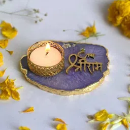 Purple Stone Figurine Tea light Holder-image-93