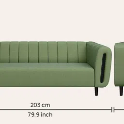 godrej interio Paramount Fabric 3 Seater Sofa in Green Colour image 2