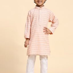 Pro-Ethic STYLE DEVELOPER Boys Striped Sequined Straight Kurta with Pyjamas-picture-2