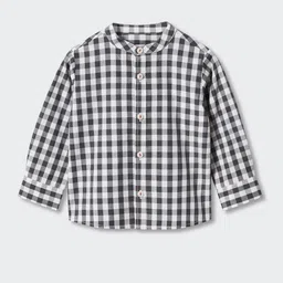 Mango Kids Boys Pure Cotton Sustainable Gingham Checked Casual Shirt-picture-54