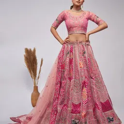 ODETTE Embroidered Sequinned Semi-Stitched Lehenga & Unstitched Blouse With Dupatta-picture-24