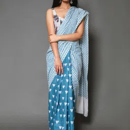 KALINI Geometric Printed Pure Cotton Saree-image-74