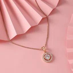 AMI Rose Gold-Plated CZ-Studded Pendant With Chain-image-80