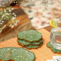 DULI Set of 6 Green Mint Flakes Resin Coaster-picture-14