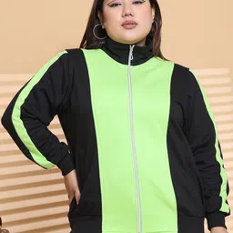 theRebelinme Women Colourblocked Fleece Open Front Jacket-picture-24
