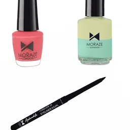 Moraze Pack of Kajal with 1 Nail Polish (Coral Saga) (5 ML) 1 Nail Paint Remover (30 ML)-picture-17