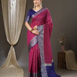 Saree mall Checked Zari Saree image 1