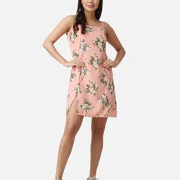 Popwings Floral Printed Shoulder Strap A-Line Mini Dress-picture-18