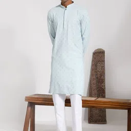 VASTRAMAY Embroidered Regular Sequinned Kurta with Pyjamas-picture-16