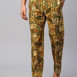 URBAN SCOTTISH Men Geometric Printed Cotton Lounge Pants-image-71