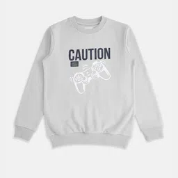 Pantaloons Junior Boys Grey Melange Printed Acrylic Sweatshirt-picture-44