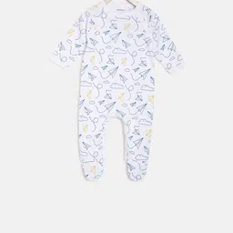Berrytree Infants White & Blue Organic Cotton Paper Planes Printed Sustainable Sleepsuit-picture-19