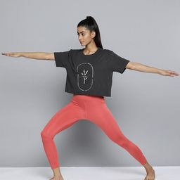 HRX by Hrithik Roshan Printed Drop-Shoulder Sleeves Cotton Anti-Fit Yoga T-shirt-picture-0