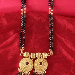MEENAZ Gold-Plated & Beaded Long Chain Wati Mangalsutra image 1