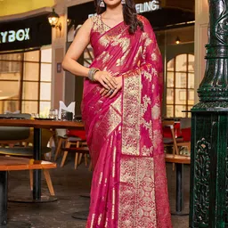 KALINI Woven Design Zari Organza Saree-picture-22