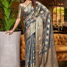 KALINI Woven Design Zari Organza Saree-picture-19