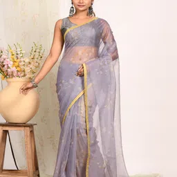 Morchari Floral Printed Organza Saree-picture-33