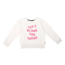 Nino Bambino Girls White Printed Fleece Sweatshirt-image-56