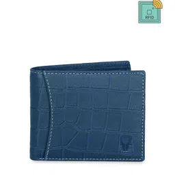 WildHorn Men Blue Textured RFID Protected Genuine Leather Two Fold Wallet-picture-17