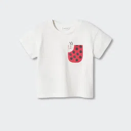 Mango Kids Girls Graphic Printed Drop-Shoulder Sleeves Pure Cotton T-shirt-picture-38