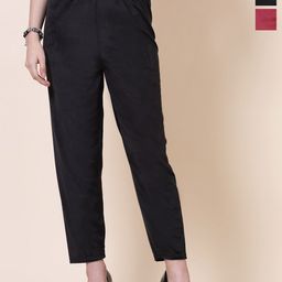 Clora Creation Women Pack Of 2 Velvet Straight-Fit Regular Trousers-picture-6