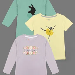 HELLCAT Girls Yellow 3 Printed Bio Finish T-shirt-image-30