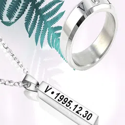 UNIVERSITY TRENDZ Set Of 2 Silver-Plated KPOP BTS V Pendant & Ring-picture-10