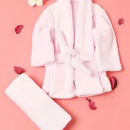 Babymoon Kids White & Pink Combo Of Spa Bathrobe & Nappy-picture-57