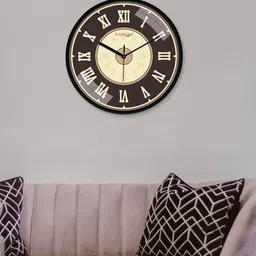 RANDOM Black & Beige Printed Round Shape Analogue Wall Clock-picture-32